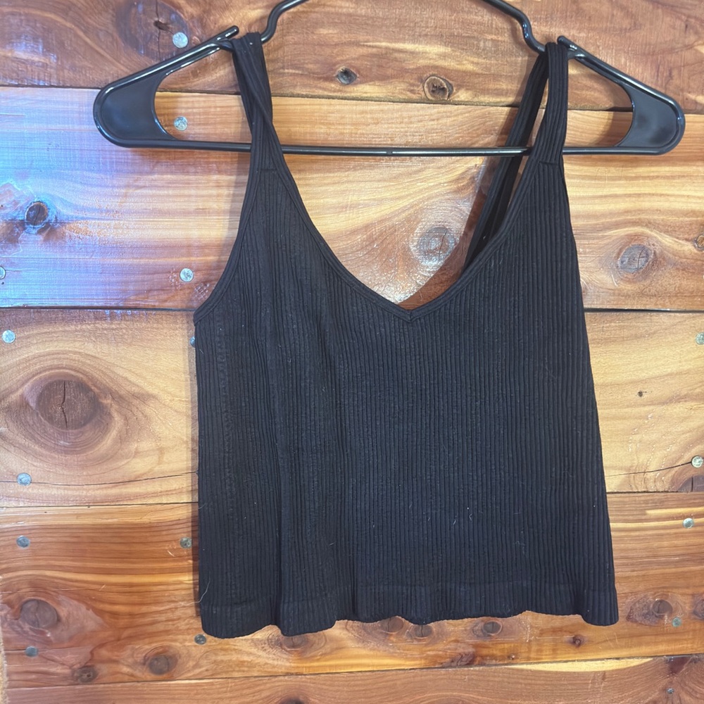 Black Ribbed Tank Top